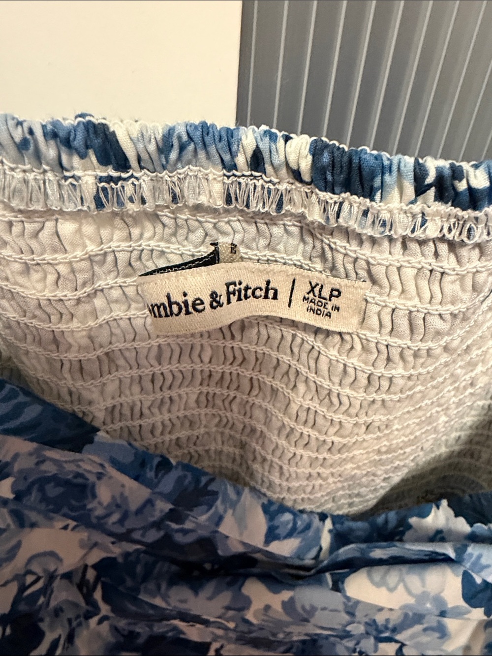 New Abercrombie & Fitch XL Petite Blue Floral Puff-Sleeve Midi Dress - Picture 2 of 3